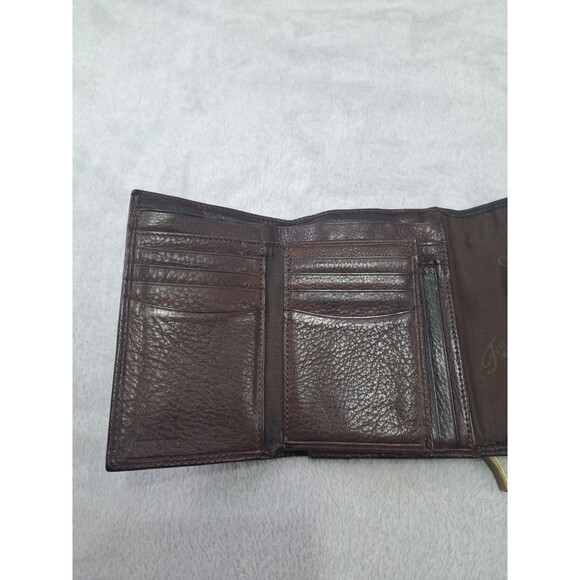 Fossil Wallet Brown Pebbled Leather Tri-Fold ID CC Slots Zip Coin Pockets Womans - Picture 5 of 13